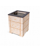 CESTONE GETTACARTE QUADRATO CON SCANALATURE IN CALCESTRUZZO COLORE BIANCO TRAVERTINO - CM 60x60x70H - Conforme ai CAM