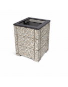 CESTONE GETTACARTE QUADRATO CON SCANALATURE IN CALCESTRUZZO COLORE GRIGIO SABBIATO - CM 60x60x70H - Conforme ai CAM