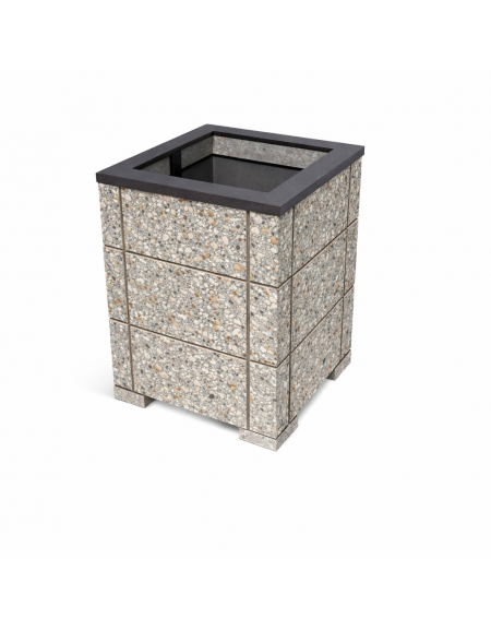 CESTONE GETTACARTE QUADRATO CON SCANALATURE IN CALCESTRUZZO COLORE GRIGIO SABBIATO - CM 60x60x70H - Conforme ai CAM