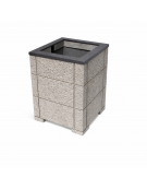 CESTONE GETTACARTE QUADRATO CON SCANALATURE IN CALCESTRUZZO COLORE BIANCO SABBIATO - CM 60x60x70H - Conforme ai CAM