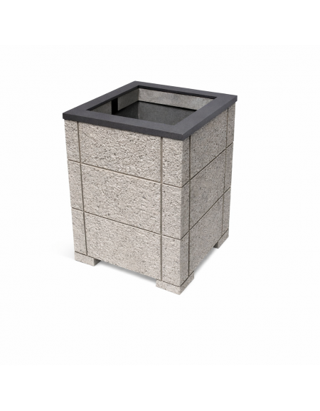 CESTONE GETTACARTE QUADRATO CON SCANALATURE IN CALCESTRUZZO COLORE BIANCO SABBIATO - CM 60x60x70H - Conforme ai CAM