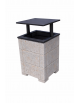 CESTONE GETTACARTE QUADRATO CON SCANALATURE IN CALCESTRUZZO COLORE GRIGIO TRAVERTINO, TETTUCCIO RIBALTABILE - CM 60x60x100H CAM