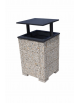 CESTONE GETTACARTE QUADRATO CON SCANALATURE IN CALCESTRUZZO COLORE GRIGIO SABBIATO - TETTUCCIO RIBALTABILE - CM 60x60x100H - CAM