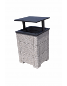 CESTONE GETTACARTE QUADRATO CON SCANALATURE IN CALCESTRUZZO COLORE BIANCO SABBIATO - TETTUCCIO RIBALTABILE - CM 60x60x100H - CAM