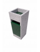 CESTONE GETTACARTE TRAPEZOIDALE IN CALCESTRUZZO COLORE GRIGIO PIETRA - CON POSACENERE E CESTELLO METALLO - CM 41x41x90H - CAM