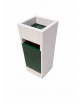 CESTONE GETTACARTE TRAPEZOIDALE IN CALCESTRUZZO COLORE BIANCO PIETRA - CON POSACENERE E CESTELLO METALLO - CM 41x41x90H - CAM