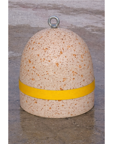 DISSUASORE VERTICALE BASSO DIAMETRO CM 40 ALTEZZA CM 45 IN CEMENTO CON FASCIA CATARIFRANGENTE - COLORE BIANCO TRAVERTINO