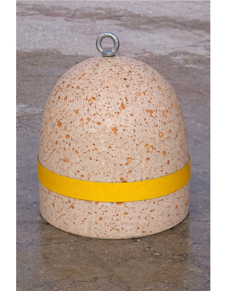 DISSUASORE VERTICALE BASSO DIAMETRO CM 40 ALTEZZA CM 45 IN CEMENTO CON FASCIA CATARIFRANGENTE - COLORE BIANCO TRAVERTINO