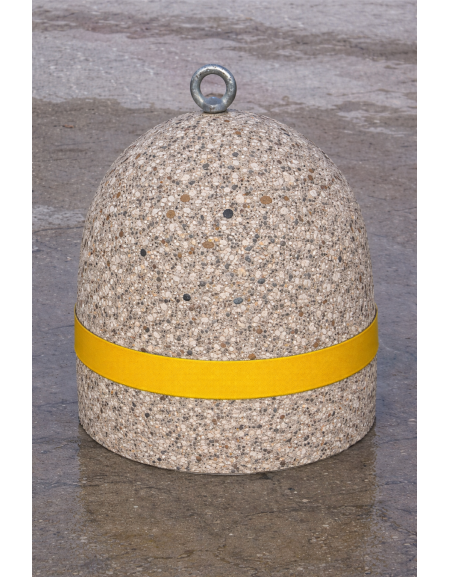 DISSUASORE VERTICALE BASSO IN CEMENTO CON FASCIA CATARIFRANGENTE - COLORE GRIGIO SABBIATO - DIAMETRO CM 40 ALTEZZA CM 45