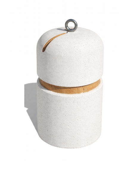 Dissuasore verticale alto in cemento - colore Bianco pietra - con fascia in alluminio - cm Ø35x60h - Conforme ai CAM