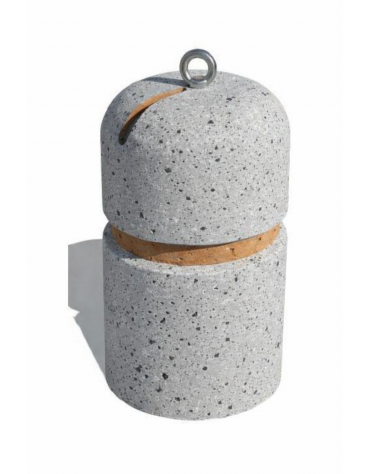 Dissuasore verticale alto in cemento - colore Grigio pietra - con fascia in alluminio - cm Ø35x60h - Conforme ai CAM