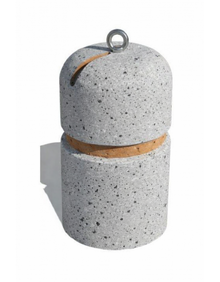 Dissuasore verticale alto in cemento - colore Grigio pietra - con fascia in alluminio - cm Ø35x60h - Conforme ai CAM