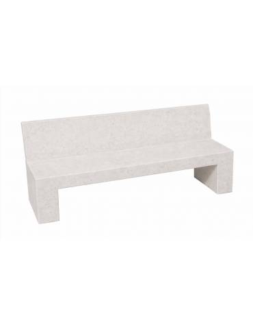 PANCHINA RETTANGOLARE CON SCHIENALE IN CEMENTO CALCESTRUZZO SPESSORE 17 CM - COLORE BIANCO PIETRA - CM 170X50X90H