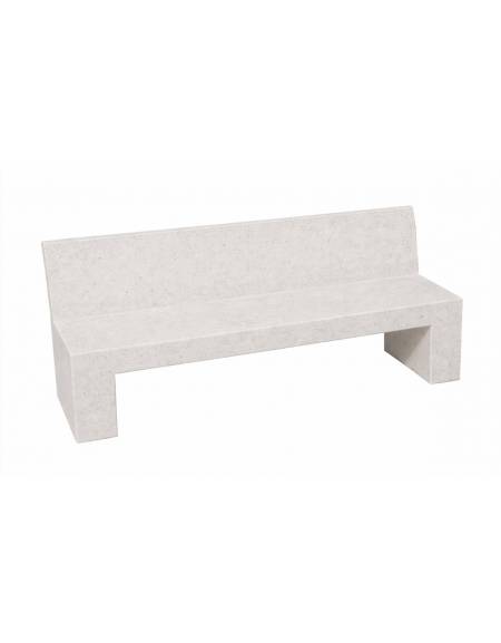 PANCHINA RETTANGOLARE CON SCHIENALE IN CEMENTO CALCESTRUZZO SPESSORE 17 CM - COLORE BIANCO PIETRA - CM 170X50X90H