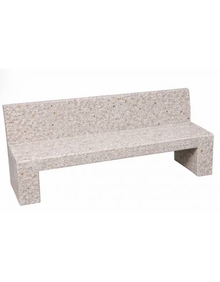 PANCHINA RETTANGOLARE CON SCHIENALE IN CEMENTO CALCESTRUZZO SPESSORE 17 CM - COLORE GRIGIO SABBIATO - CM 170X50X90H