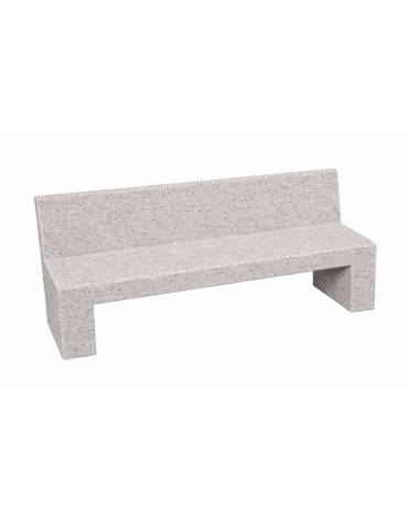PANCHINA RETTANGOLARE CON SCHIENALE IN CEMENTO CALCESTRUZZO SPESSORE 17 CM - COLORE BIANCO SABBIATO - CM 170X50X90H