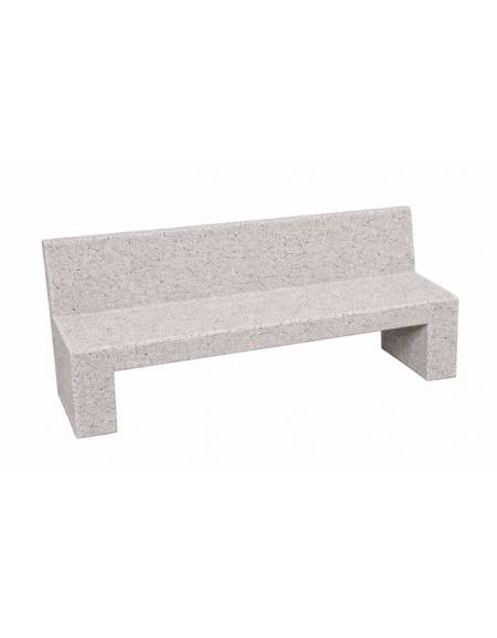 PANCHINA RETTANGOLARE CON SCHIENALE IN CEMENTO CALCESTRUZZO SPESSORE 17 CM - COLORE BIANCO SABBIATO - CM 170X50X90H