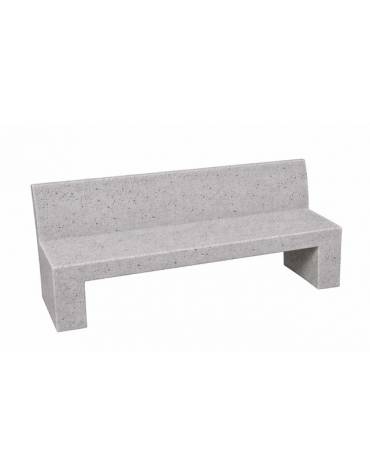 PANCHINA RETTANGOLARE CON SCHIENALE IN CEMENTO CALCESTRUZZO SPESSORE 17 CM - COLORE GRIGIO PIETRA - CM 170X50X90H