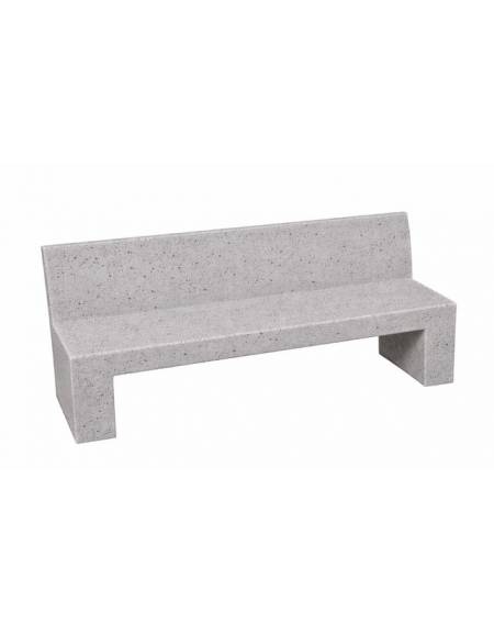 PANCHINA RETTANGOLARE CON SCHIENALE IN CEMENTO CALCESTRUZZO SPESSORE 17 CM - COLORE GRIGIO PIETRA - CM 170X50X90H