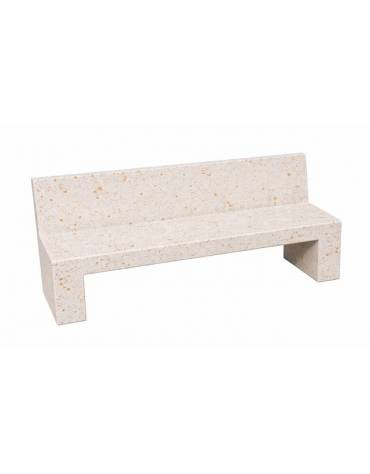 PANCHINA RETTANGOLARE CON SCHIENALE IN CEMENTO CALCESTRUZZO SPESSORE 17 CM - COLORE BIANCO TRAVERTINO - CM 170X50X90H