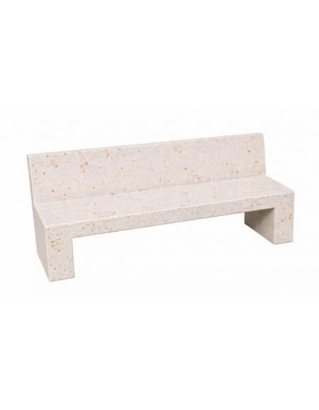 PANCHINA RETTANGOLARE CON SCHIENALE IN CEMENTO CALCESTRUZZO SPESSORE 17 CM - COLORE BIANCO TRAVERTINO - CM 170X50X90H