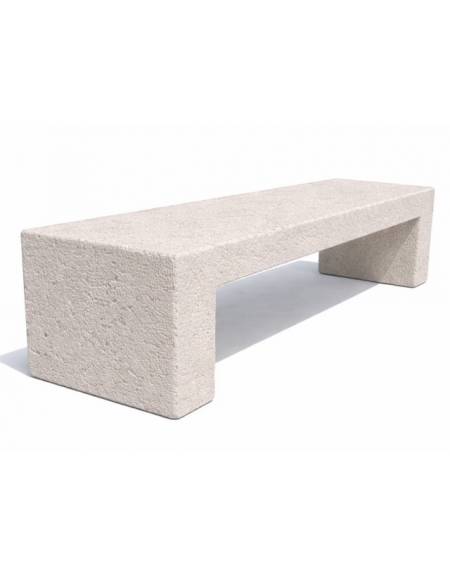 PANCHINA RETTANGOLARE MONOBLOCCO IN CEMENTO CALCESTRUZZO SPESSORE 17 CM - COLORE BIANCO SABBIATO - CM 170X50X50H