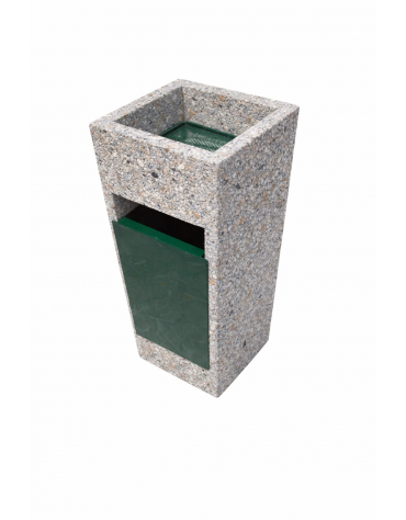 CESTONE GETTACARTE TRAPEZOIDALE IN CALCESTRUZZO COLORE GRIGIO SABBIATO - CON POSACENERE E CESTELLO METALLO - CM 41x41x90H - CAM