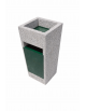 CESTONE GETTACARTE TRAPEZOIDALE IN CALCESTRUZZO COLORE BIANCO SABBIATO - CON POSACENERE E CESTELLO METALLO - CM 41x41x90H - CAM