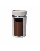 CESTONE GETTACARTE CON POSACENERE IN CALCESTRUZZO COLORE GRIGIO PIETRA - SPORTELLO FRONTALE - CM Ø 50X90H - Conforme ai CAM