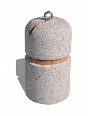 Dissuasore verticale alto in cemento - colore Grigio travertino - con fascia in alluminio - cm Ø35x60h - Conforme ai CAM