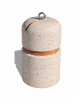 Dissuasore verticale alto in cemento colore Bianco travertino - con fascia in alluminio - cm Ø35x60h - Conforme ai CAM