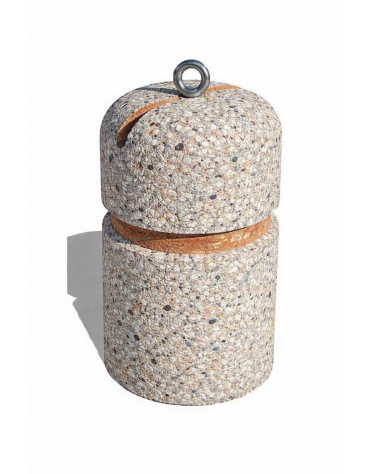 Dissuasore verticale alto in cemento - colore Grigio sabbiato - con fascia in alluminio - cm Ø35x60h - Conforme ai CAM