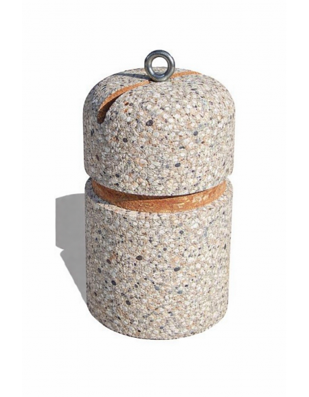 Dissuasore verticale alto in cemento - colore Grigio sabbiato - con fascia in alluminio - cm Ø35x60h - Conforme ai CAM