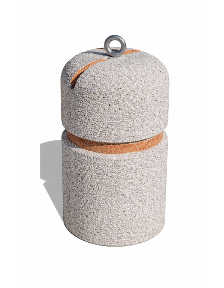 Dissuasore verticale alto in cemento - colore Bianco sabbiato - con fascia in alluminio - cm Ø35x60h - Conforme ai CAM