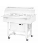 Carrello di servizio in legno multistrato con cupola, 2 mensole, colore BIANCO - cm 111x112x125h