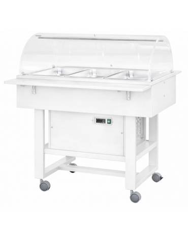 Carrello di servizio in legno multistrato con cupola, 2 mensole, colore BIANCO - cm 111x112x125h