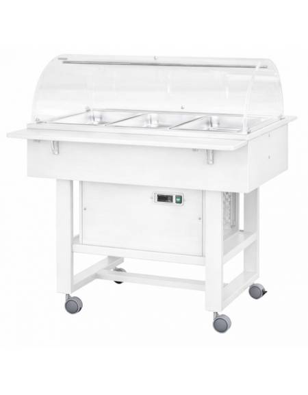 Carrello di servizio in legno multistrato con cupola, 2 mensole, colore BIANCO - cm 111x112x125h