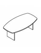 Tavolo riunione rettangolare sagomato in melaminico con gambe in legno - cm 220x120x74h