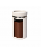 CESTONE GETTACARTE CON POSACENERE IN CALCESTRUZZO COLORE BIANCO PIETRA - SPORTELLO FRONTALE - CM Ø 50X90H