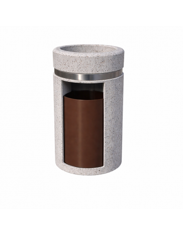 CESTONE GETTACARTE CON POSACENERE IN CALCESTRUZZO COLORE GRIGIO TRAVERTINO - SPORTELLO FRONTALE - CM Ø 50X90H