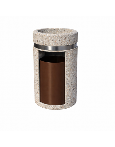 CESTONE GETTACARTE CON POSACENERE IN CALCESTRUZZO COLORE GRIGIO SABBIATO - SPORTELLO FRONTALE - CM Ø 50X90H