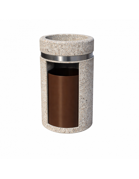 CESTONE GETTACARTE CON POSACENERE IN CALCESTRUZZO COLORE GRIGIO SABBIATO - SPORTELLO FRONTALE - CM Ø 50X90H