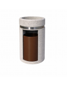 CESTONE GETTACARTE CON POSACENERE IN CALCESTRUZZO COLORE BIANCO SABBIATO - SPORTELLO FRONTALE - CM Ø 50X90H - Conforme ai CAM