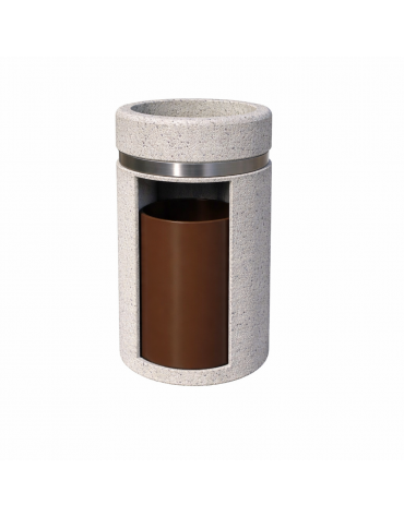 CESTONE GETTACARTE CON POSACENERE IN CALCESTRUZZO COLORE BIANCO SABBIATO - SPORTELLO FRONTALE - CM Ø 50X90H - Conforme ai CAM