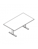 Tavolo riunione rettangolare - piano monoblocco - gamba metallica a T - cm 180x90x74h