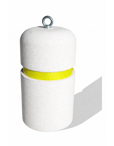 Dissuasore verticale alto in cemento - colore Bianco pietra - con fascia CATARIFRANGENTE - cm Ø35x60h