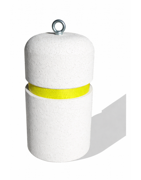 Dissuasore verticale alto in cemento - colore Bianco pietra - con fascia CATARIFRANGENTE - cm Ø35x60h