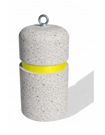 Dissuasore verticale alto in cemento - colore Grigio pietra - con fascia CATARIFRANGENTE - cm Ø35x60h