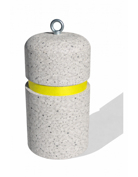 Dissuasore verticale alto in cemento - colore Grigio pietra - con fascia CATARIFRANGENTE - cm Ø35x60h