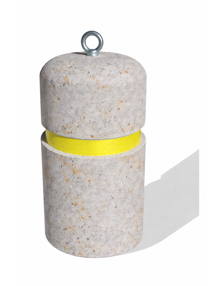 Dissuasore verticale alto in cemento - colore Grigio travertino - con fascia CATARIFRANGENTE - cm Ø35x60h